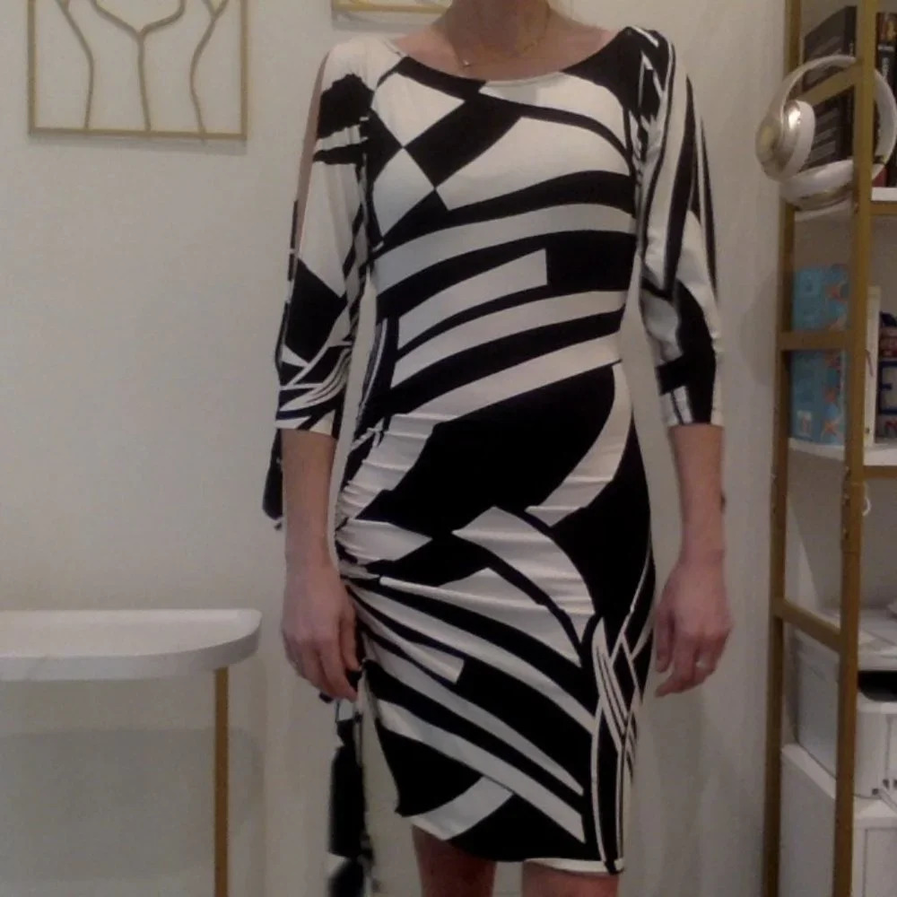 Cache Marble Print & Striped Cold Shoulder Dress … - image 2